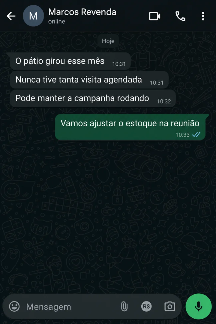 Cliente relatando que o pátio girou e as visitas aumentaram